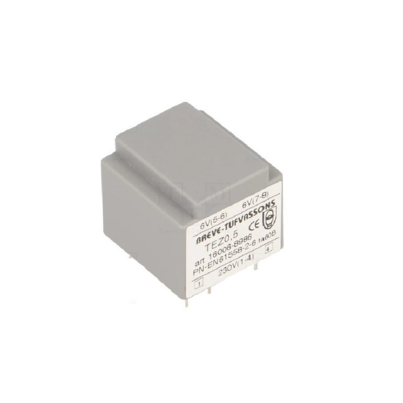 Transformateur monophasé TEZ 0,5/D 230/ 6-6V pour circuits imprimés, encapsulé