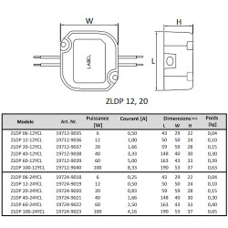ALIMENTATION ZLDP 12-12YCL 1,0A IP65 POUR ÉCLAIRAGE À LED