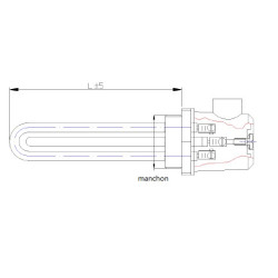Résistance tubulaire pour chauffe-eaux – élément chauffant 3x1,0 kW 3000 W 3x400 V 6/4’’ avec capot - A 2361