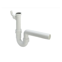 Siphon de lavabo tubulaire 6/4"x50 en plastique blanc