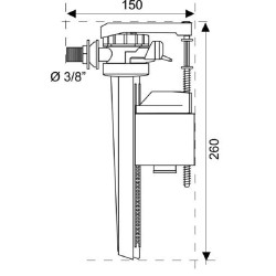 Robinet flotteur compact pour WC à alimentation latérale 3/8’’ laiton « Jollyfill » (réglage fluide 0 – 180) 16300001