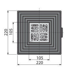 Siphon de sol avec grille inox - 105x105/50 - Sortie horizontale