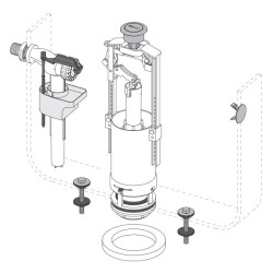 Mécanisme de chasse d’eau avec le bouton STOP et suplementation d'eau latéral