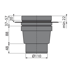 Siphon de sol en plastique - 150x150/110 mm - sortie verticale – grille en plastique