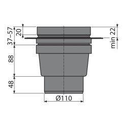 Siphon de sol en plastique - 150x150/110 mm - sortie verticale – grille en plastique