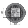 Siphon de sol en plastique - 105x105/50 mm - sortie verticale – grille inox, siphon humide