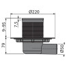 Siphon de sol en plastique - 105x105/50 mm - sortie verticale – grille inox, siphon humide