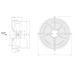 Ventilateur Axial 250 mm1700 m³/h avec grille de protection