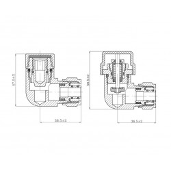 Design Anschlussgarnitur 1/2" Thermostatventil WINKELECK Thermostatkopf HEIZKÖRPERVENTIL BLANC
