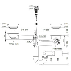 Doppelspültisch Siphon Ablaufgarnitur extra Anschluss Spülbecken Spüle