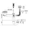 P-LOC siphon d'évier,télescopique, simple, raccordement au lave-vaisselle, raccordement au trop-plein DN 115