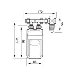 Mini chauffe-eau électrique instantané sous évier / lavabo -5,5kW monophasé