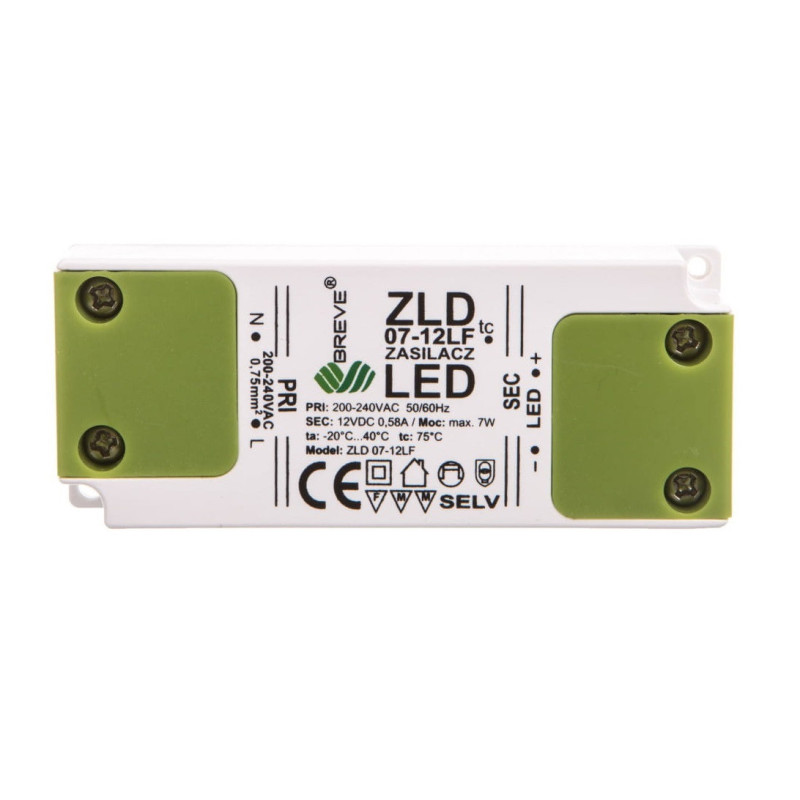 Alimentation électrique ZLD 07-12LF 0,58A pour éclairage à LED