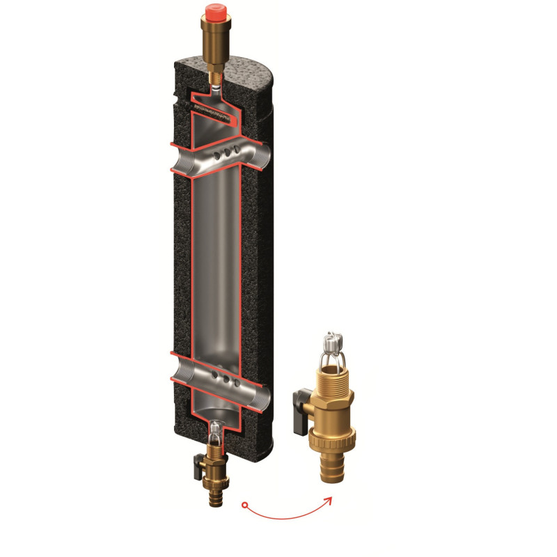 Bouteille de découplage hydraulique + isolation SHE40-OC 25/65 1`F,  40 KW