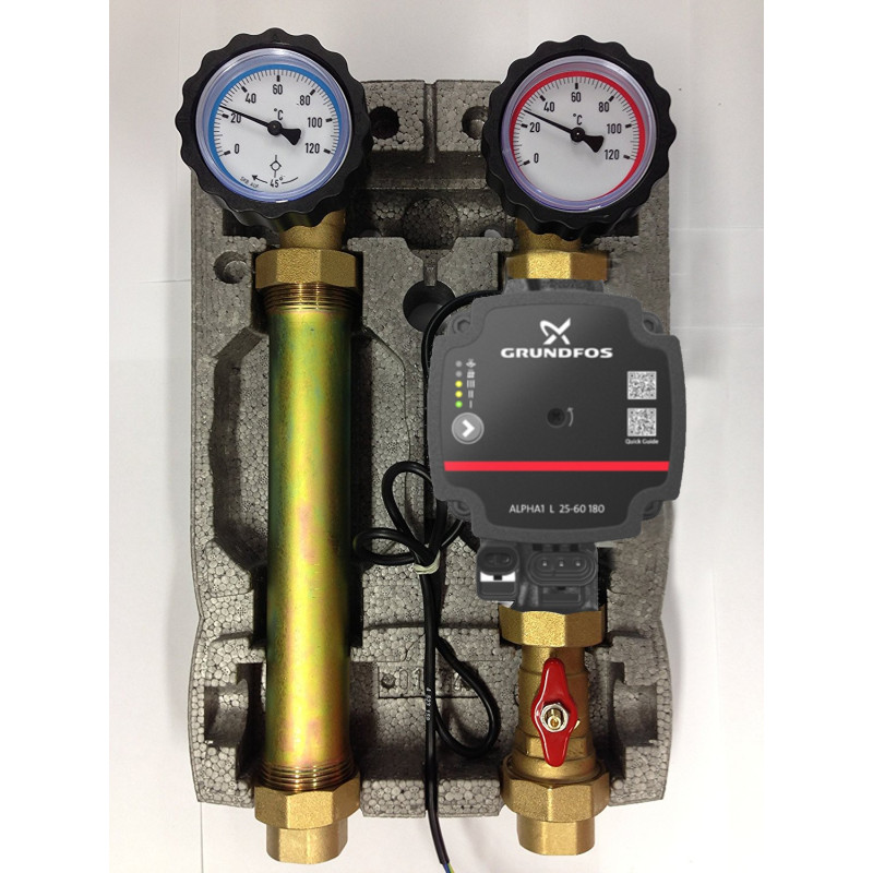 Module hydraulique - groupe de pompe à 2 voies pour circulateur Grundfos 25-60 sans vanne mélangeuse