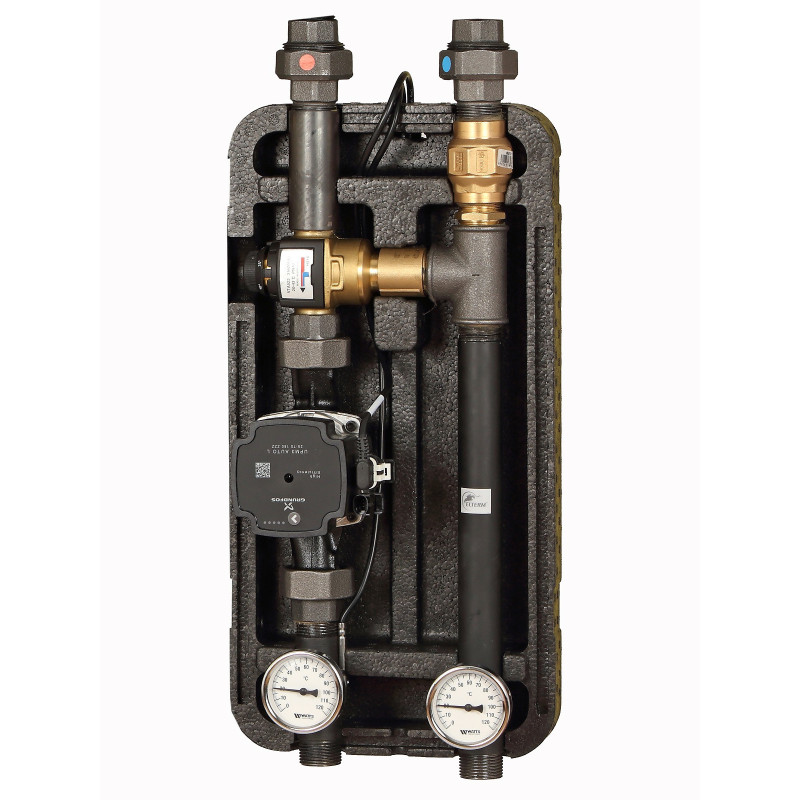 Module hydraulique - groupe de pompe à 2 voies Grundfos à mélange avec vanne mélangeuse à 3 voies